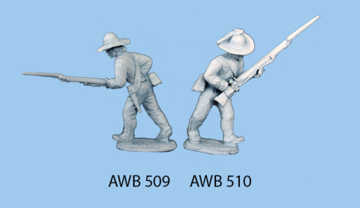 Advancing holding musket raised