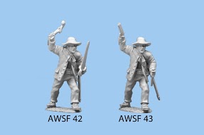Advancing with pistol overhead and knife in other hand floppy hat