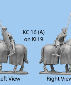 Knight holding lance or standard upright